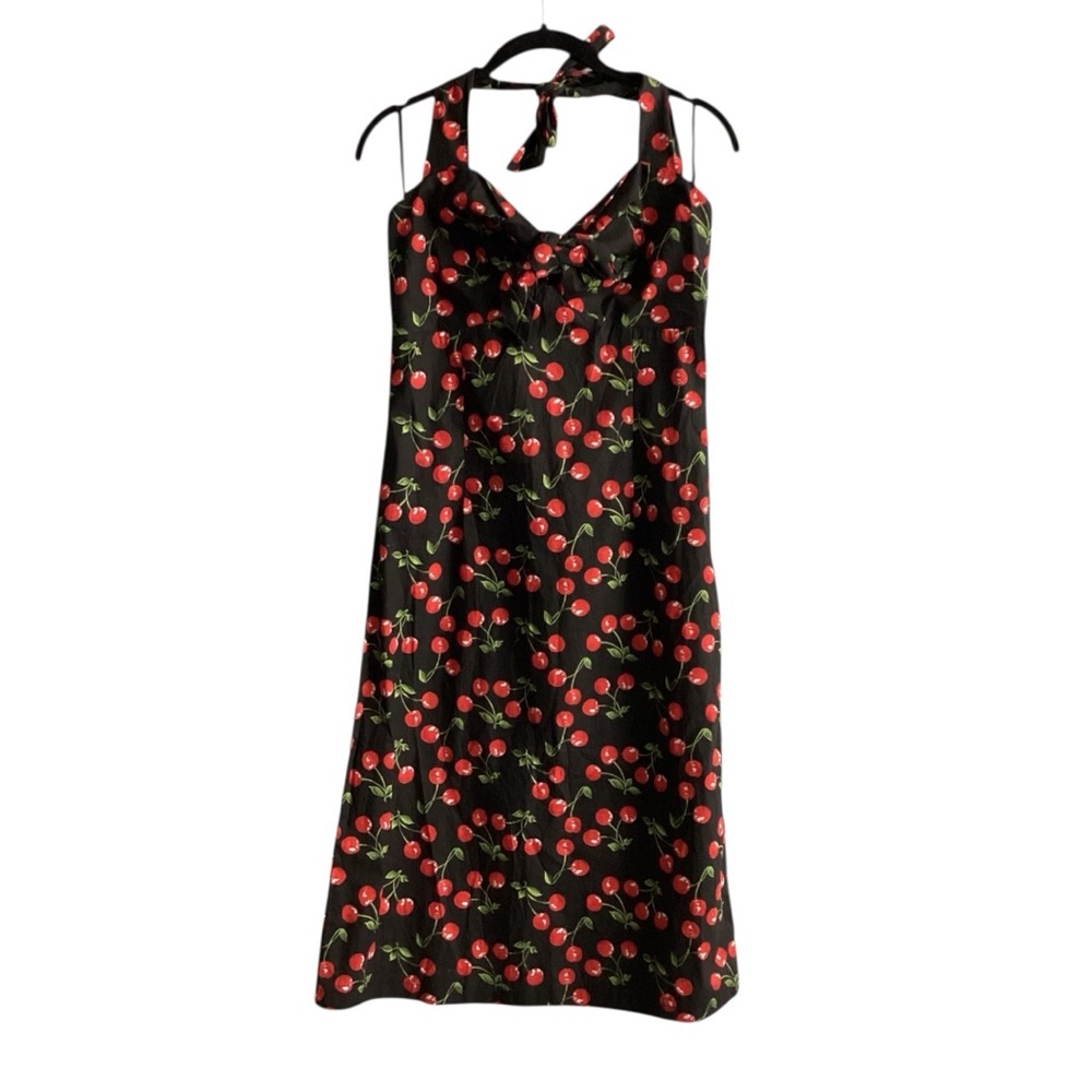Morbid Threads Vintage Rockabilly Pin Up Cherry Halter Dress - Picture 2 of 8